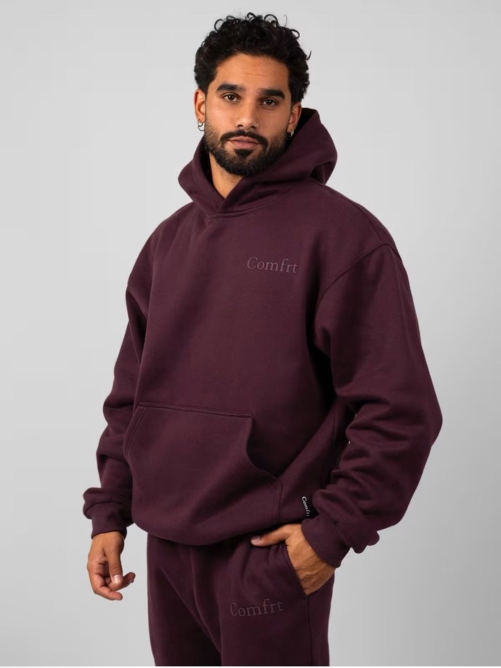 Comfrt Minimalist Hoodie in Maroon